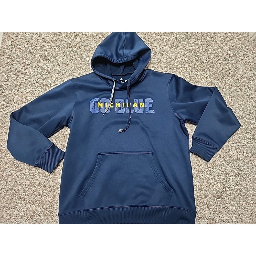 Adidas University of Michigan Large Fleece Sweatshirt Hoodie Navy Blue 2015
